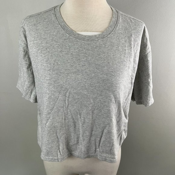 NWOT OPEN EDIT‎ Boxy Crop T-Shirt in Grey Light Heather (S) - Picture 3 of 10